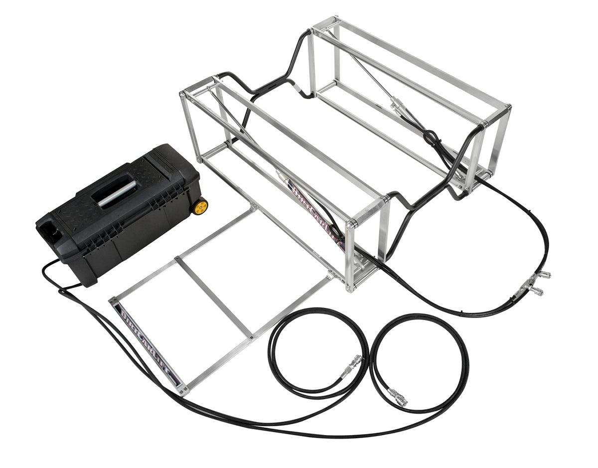 Dirtcarlift.com Race Car Lift Frame - Eco X-Series - 4500 Lb Capacity - 18 in Height - Pump / Hoses Included - Aluminum - Black Powder Coat - Each - ECO1002