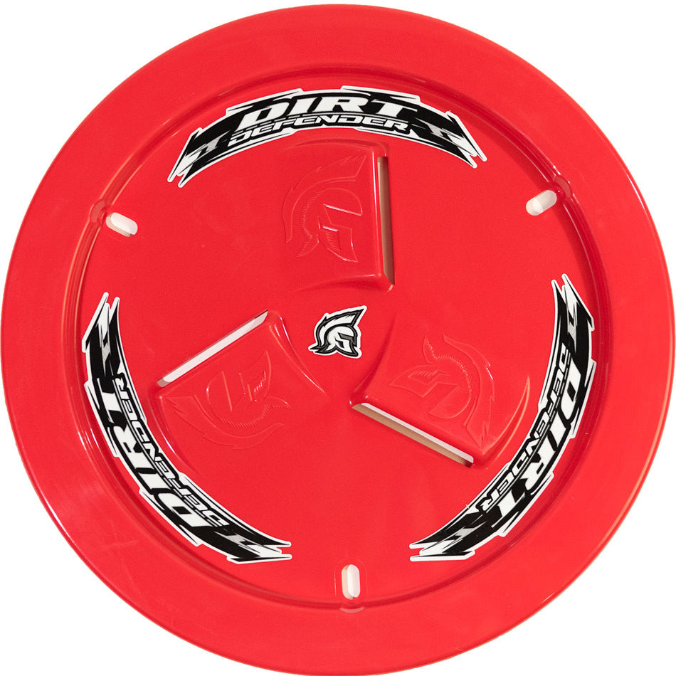 Dirt Defender Racing Products Mud Cover - Bolt-On - Hardware Included - Vented - Cover Only - Plastic - Red - 15 in Wheels - Each - 10190