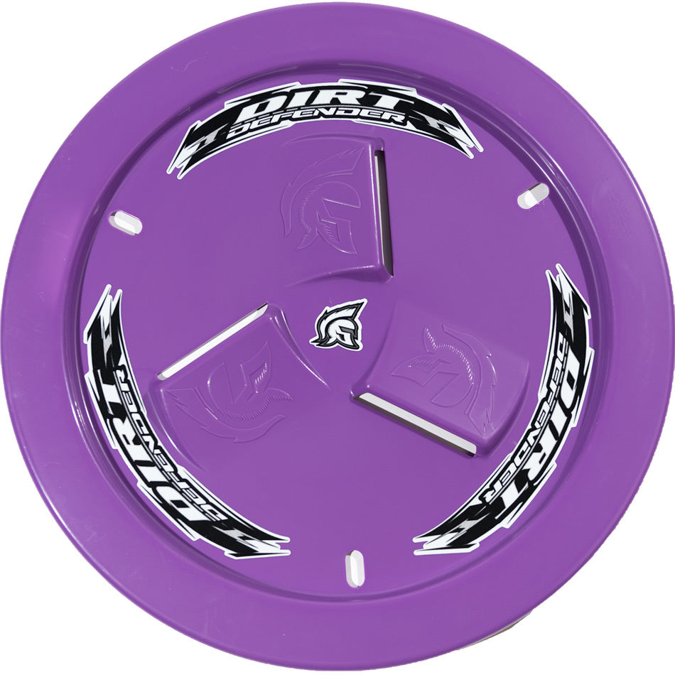 Dirt Defender Racing Products Mud Cover - Bolt-On - Hardware Included - Vented - Cover Only - Plastic - Purple - 15 in Wheels - Each - 10200