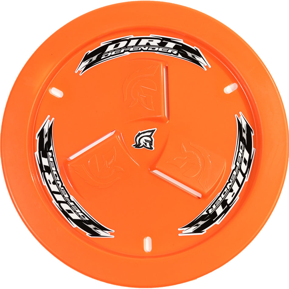 Dirt Defender Racing Products Mud Cover - Bolt-On - Hardware Included - Vented - Cover Only - Plastic - Orange - 15 in Wheels - Each - 10230
