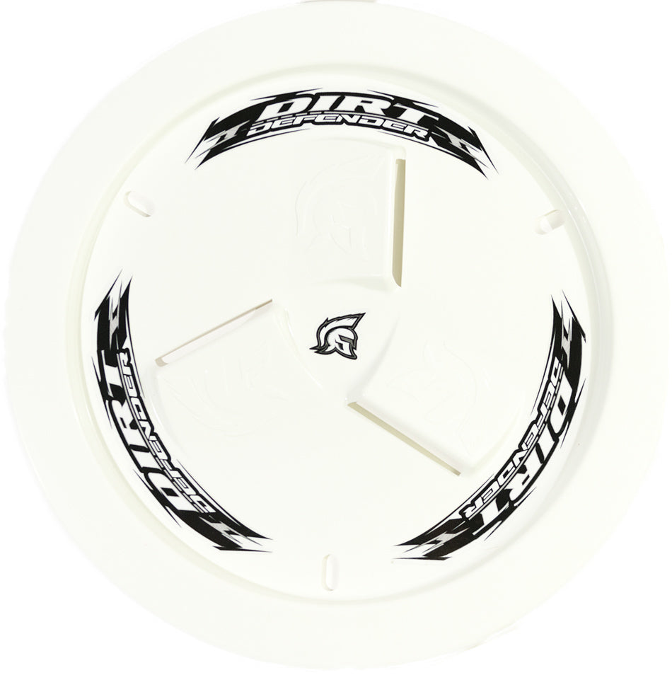 Dirt Defender Racing Products Mud Cover - Bolt-On - Hardware Included - Vented - Cover Only - Plastic - White - 15 in Wheels - Each - 10240