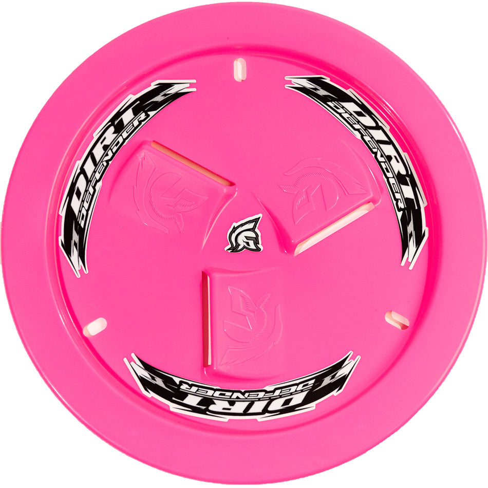 Dirt Defender Racing Products Mud Cover - Bolt-On - Hardware Included - Vented - Cover Only - Plastic - Fluorescent Pink - 15