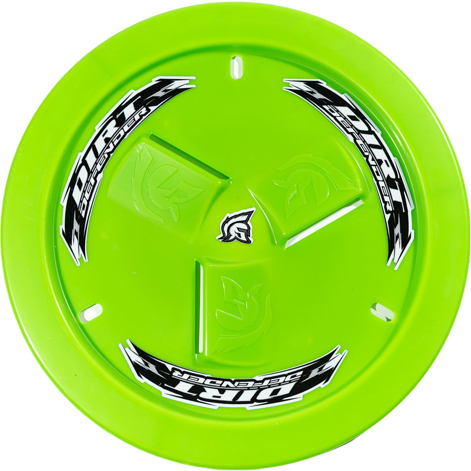 Dirt Defender Racing Products Mud Cover - Bolt-On - Hardware Included - Vented - Cover Only - Plastic - Fluorescent Green - 15 in Wheels - Each - 10260