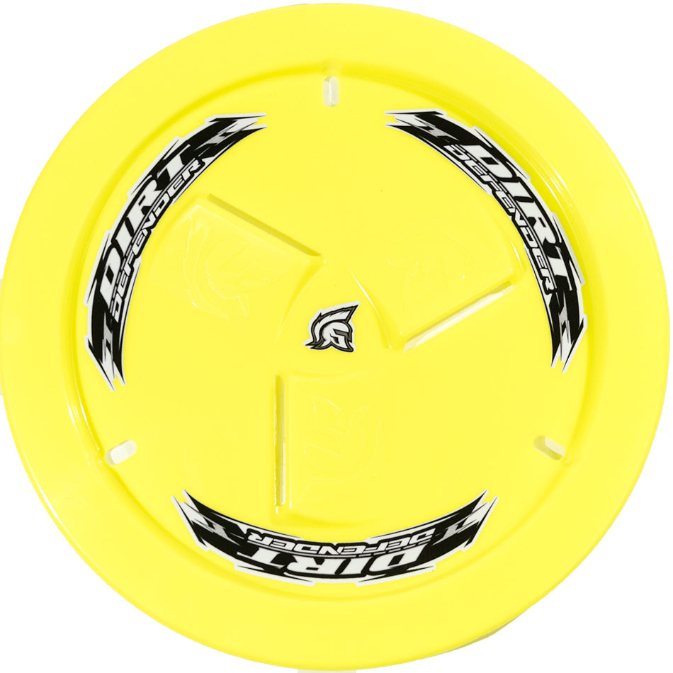 Dirt Defender Racing Products Mud Cover - Bolt-On - Hardware Included - Vented - Cover Only - Plastic - Fluorescent Yellow - 15 in Wheels - Each - 10270
