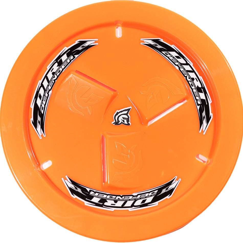 Dirt Defender Racing Products Mud Cover - Bolt-On - Hardware Included - Vented - Cover Only - Plastic - Fluorescent Orange - 15 in Wheels - Each - 10280