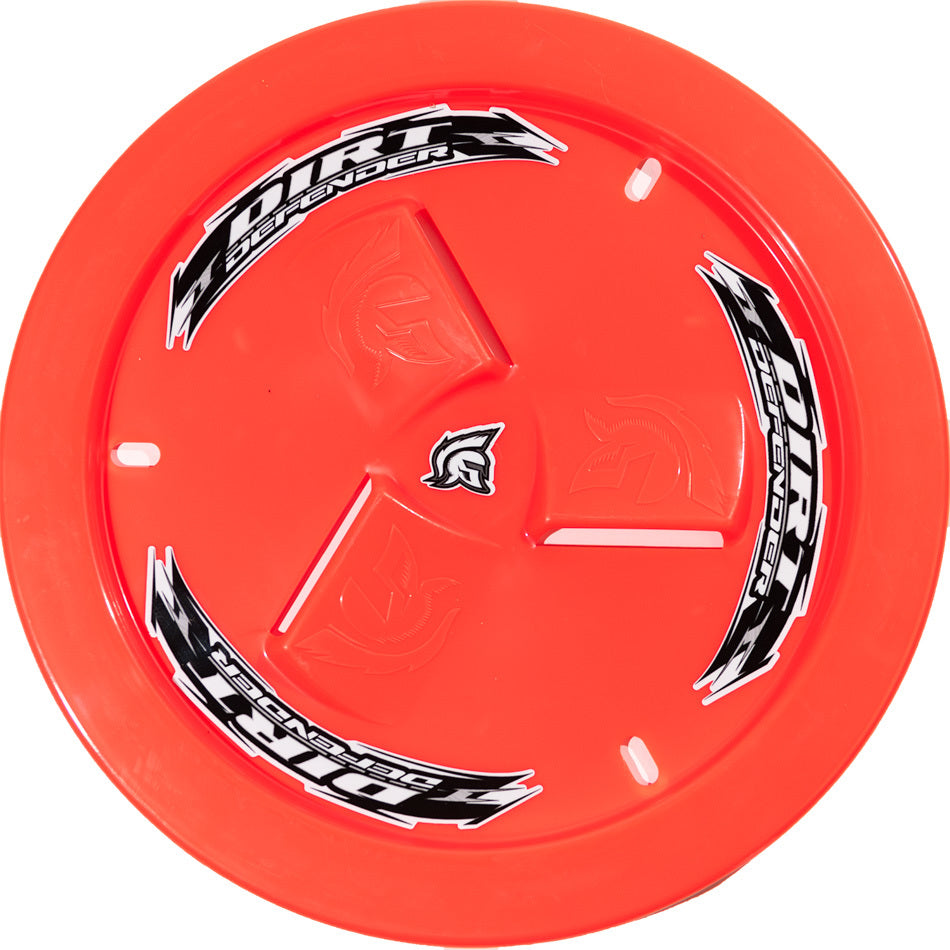 Dirt Defender Racing Products Mud Cover - Bolt-On - Hardware Included - Vented - Cover Only - Plastic - Fluorescent Red - 15 in Wheels - Each - 10281