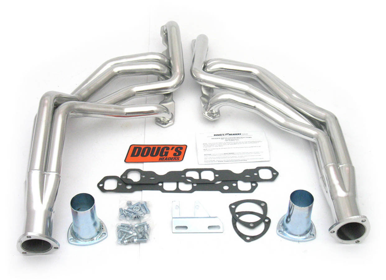 Doug's Headers Headers - Full - 1.75 in Primary - 3 in Collector - Gaskets / Hardware / Reducers Included - Steel - Silver Ceramic - Small Block Chevy - GM X-Body 1962-67 - Pair - D317
