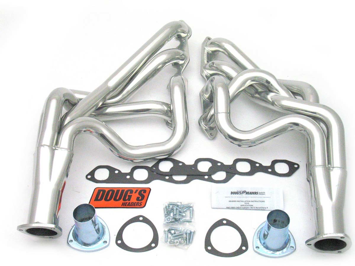 Doug's Headers Headers - Full - 2.125 in Primary - 3.5 in Collector - Gaskets / Hardware / Reducers Included - Steel - Silver Ceramic - Big Block Chevy - GM F-Body 1967-69 / X-Body 1968-74 - Pair - D319