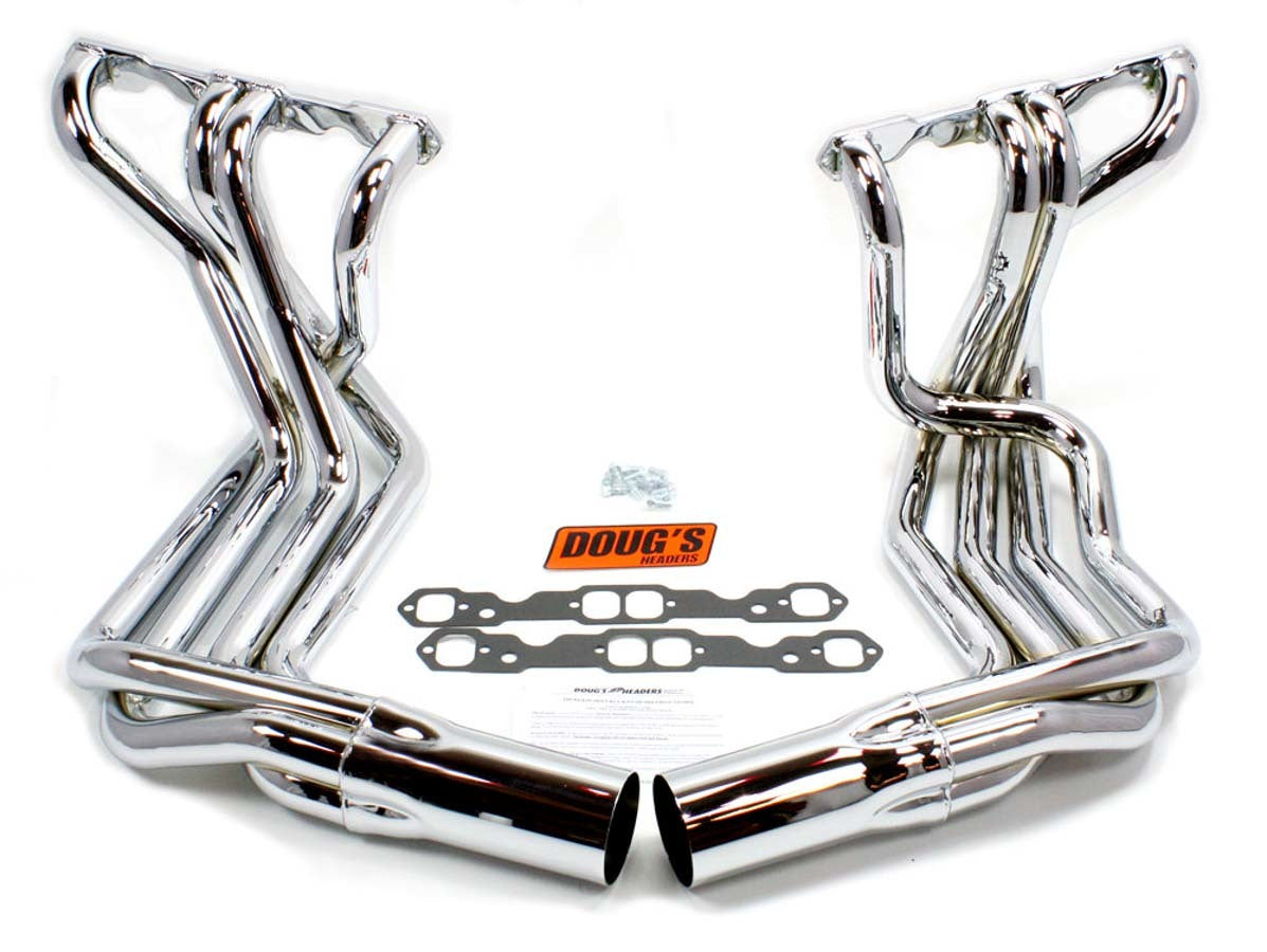 Doug's Headers Headers - Full - Sidemount - 1.875 in Primary - 4 in Collector - Gaskets / Hardware Included - Steel - Chrome - Small Block Chevy - Chevy Corvette 1963-82 - Pair - D380-C