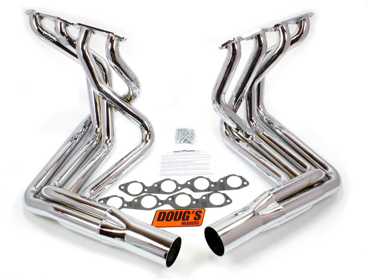 Doug's Headers Headers - Full - Sidemount - 2.125 in Primary - 4 in Collector - Gaskets / Hardware Included - Steel - Chrome - Big Block Chevy - Chevy Corvette 1963-82 - Pair - D381-C