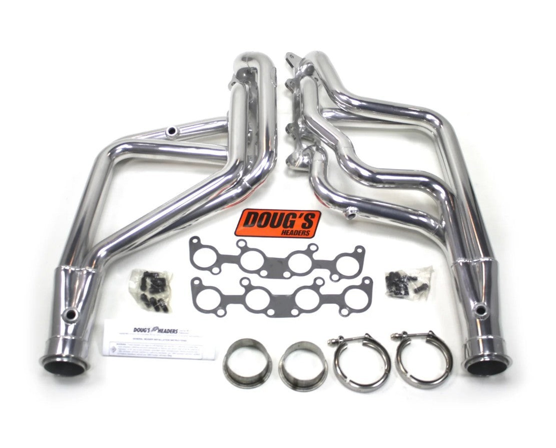 Doug's Headers Headers - Full - 1.75 in Primary - 3 in Collector - Gaskets / Hardware Included - Steel - Silver Ceramic - Ford Coyote - Ford Mustang 1965-73 / Ford Maverick 1970-77 - Pair - D6652