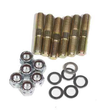 Diversified Machine Torque Tube Stud - 3/8-16 in Base Thread - 3/8-24 in Top Thread - 1.875 in Long - Hex Lock Nuts / Washers - Steel - Cadmium - Set Of 6 - RRC-2006