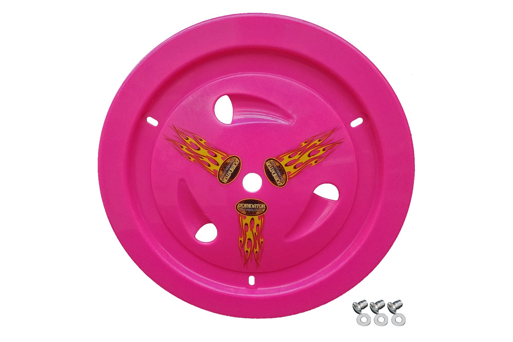 Dominator Race Body Mud Cover - Ultimate Real - Quick Turn Fasteners - Hardware Included - Vented - Cover Only - Plastic - Pink - 15 in Wheels - Each - DOM-1007-D-PK
