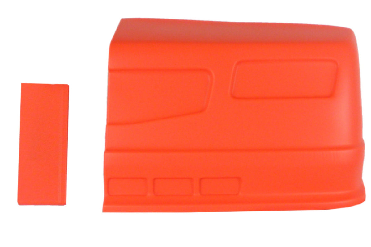 Dominator Race Body Nose - Dominator SS - Driver Side - Fender Extension Included - Plastic - Fluorescent Orange - Universal - Street Stock - Kit - 302-FLO-OR