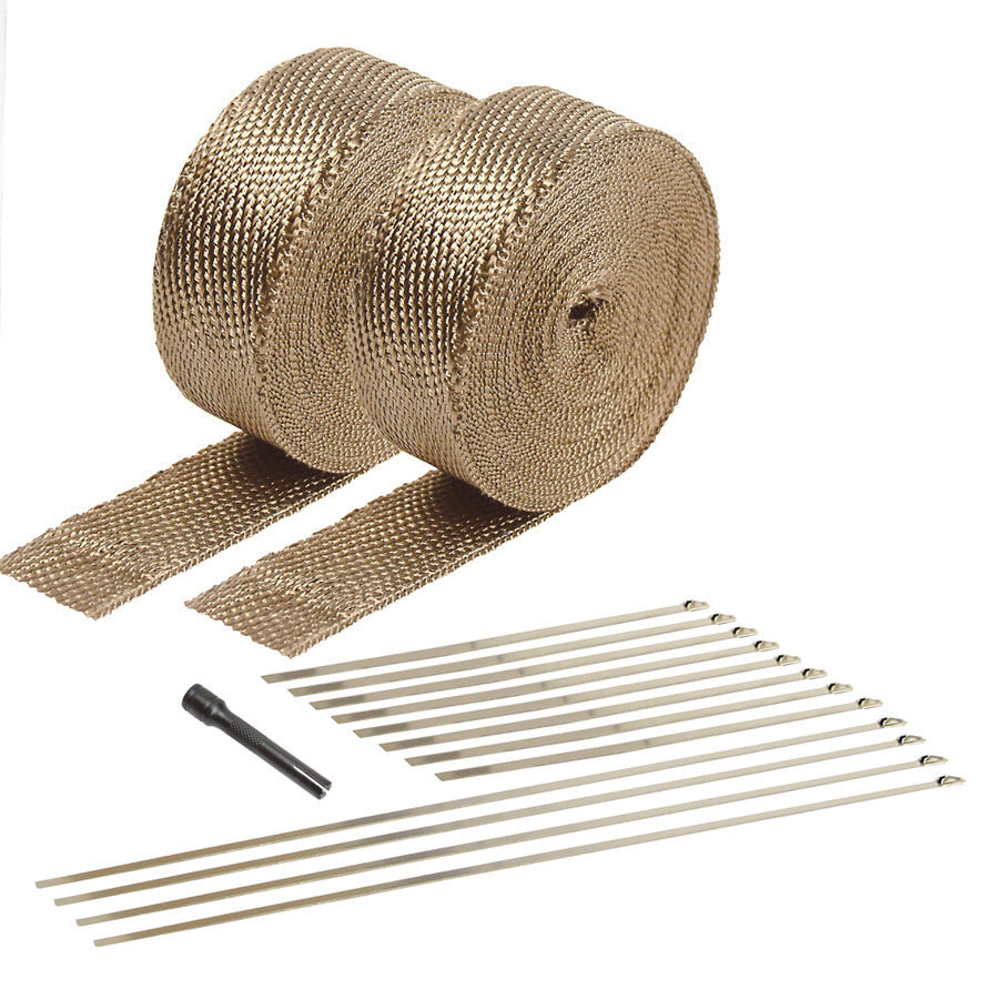 Design Engineering Exhaust Wrap Kit Titanium Tan 2in x 50ft with Ties and Tool Exhaust Heat Shield