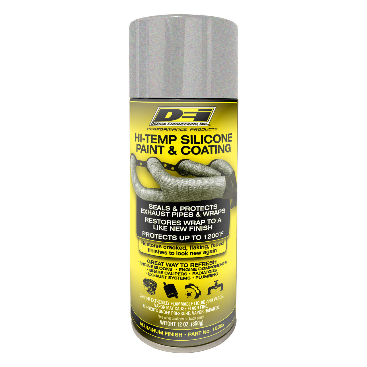 Design Engineering One can of high-temp silicone coating in aluminum. Engine Paint 10302