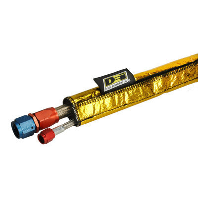 Design Engineering One 36 inch length of Heat Shroud GOLD with a 2 to 2-1/2 inch inside diameter. 10924