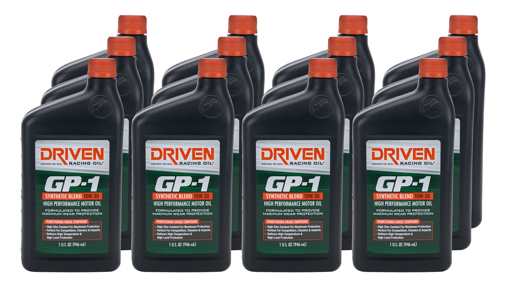 DRIVEN RACING OIL GP-1 10W-30 Semi-Synthetic Motor Oil, 12 x 1 Quart