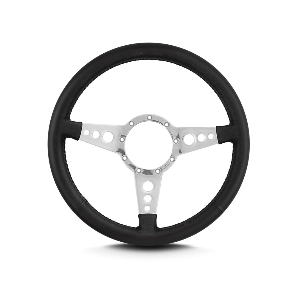 LECARRA Steering Wheels 42201 Mark 4 GT Steering Wheel, 14-Inch, Polished Stainless with Black Leather Grip