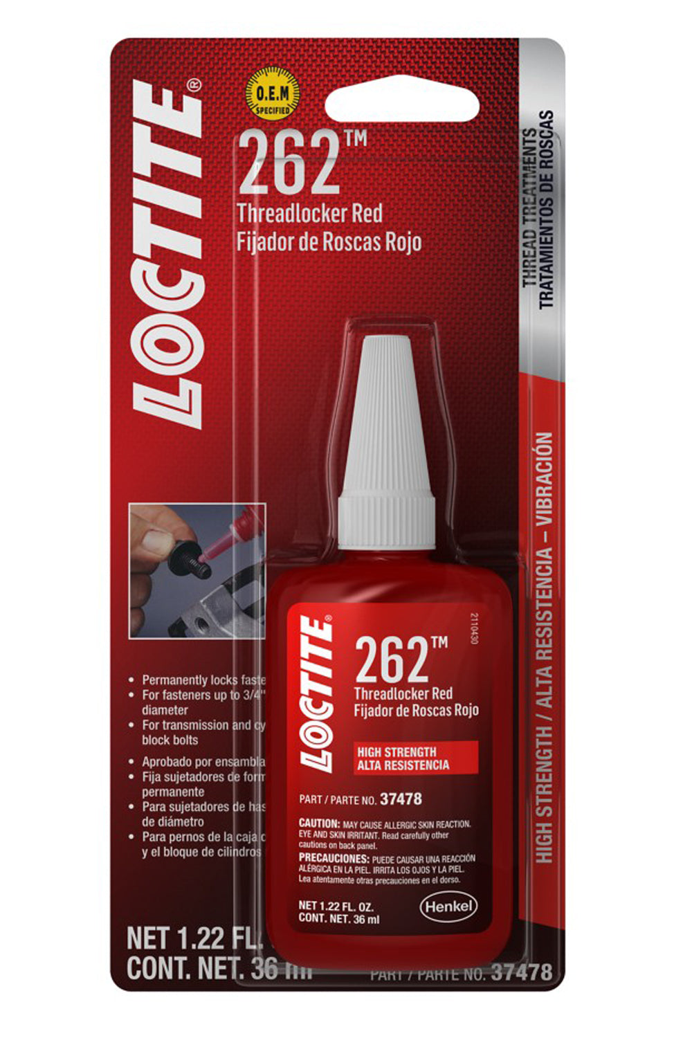 LOCTITE 492141 Threadlocker 262 Red, 36 mL Bottle