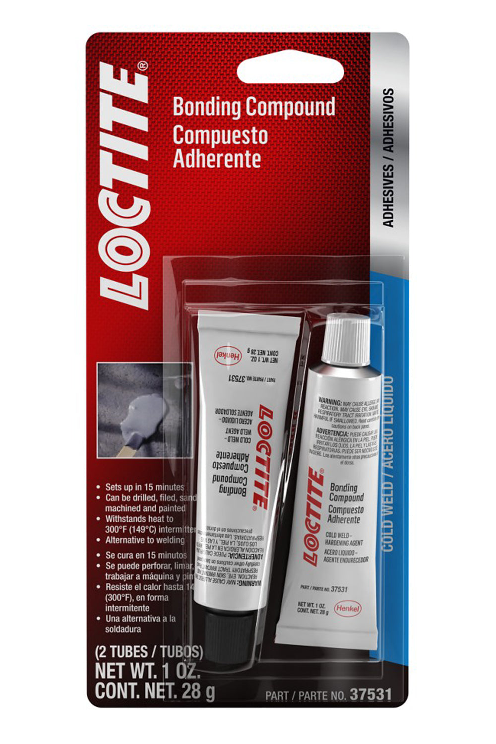 LOCTITE LocWeld 495540 2-Part Epoxy Bonding Compound, 1 oz Tubes, 2-Pack
