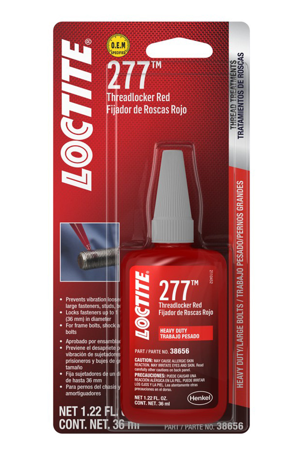 LOCTITE 555353 Threadlocker 277 HD Red, 36 mL Bottle
