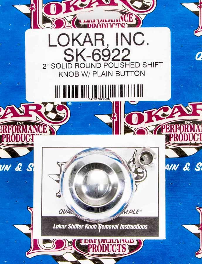 Lokar SK-6922 2 in Shift Knob Solid Round Polished Withbutton Shifter Knobs