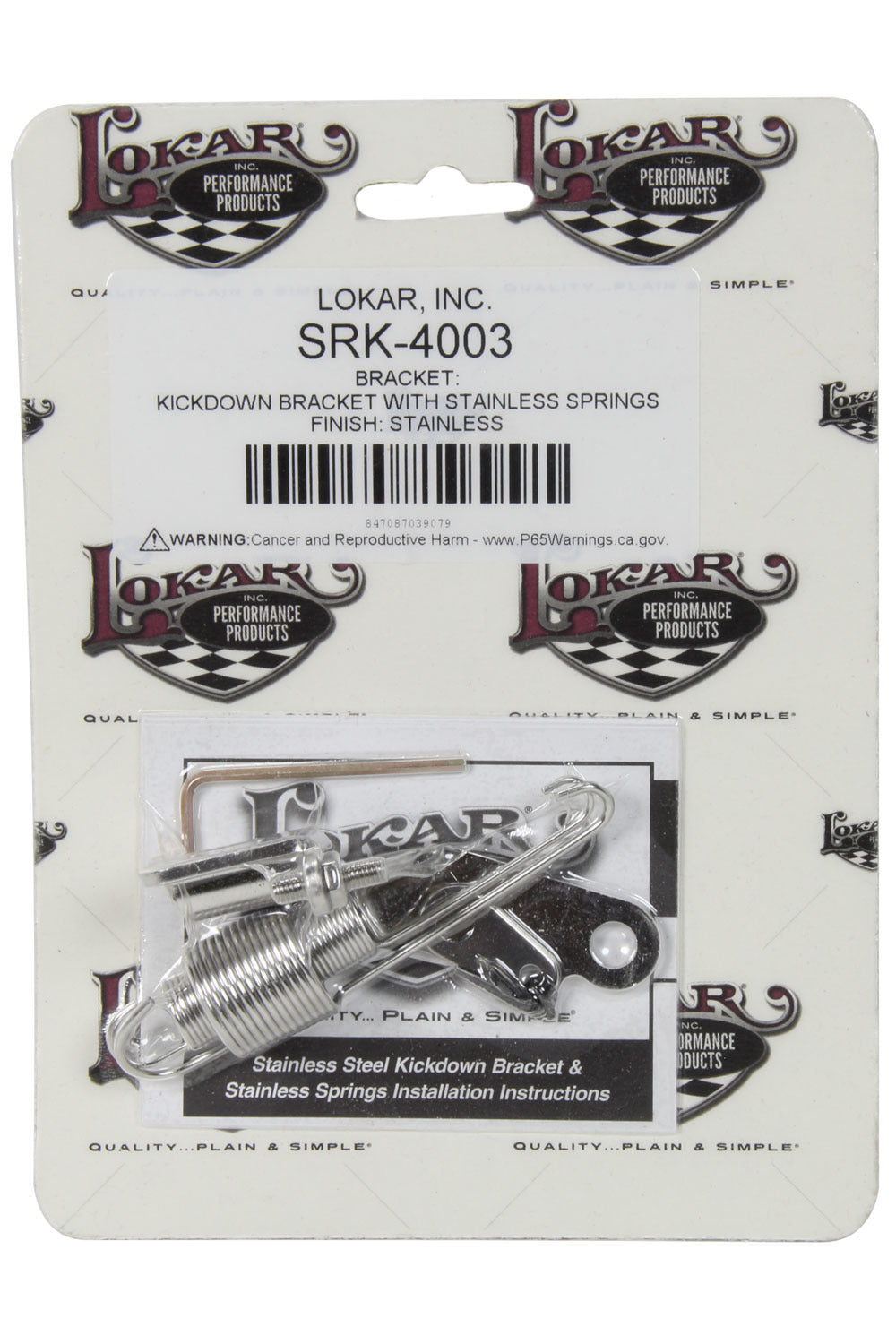 Lokar SRK-4003 Stainless Steel Kickdown Bracket With Stainless Automatic Transmission Kickdowns