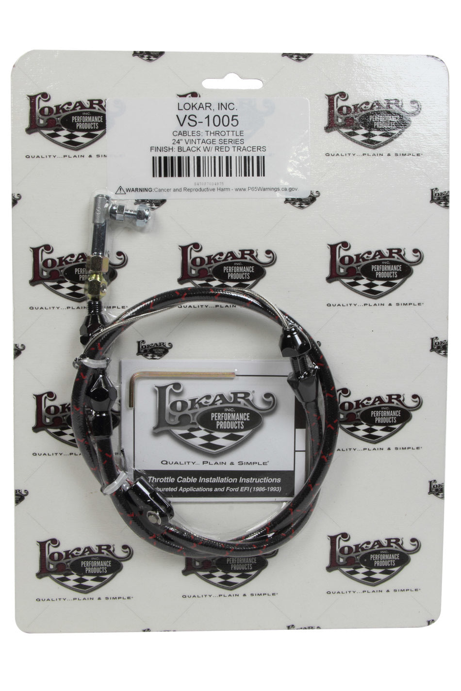 Lokar VS-1005 VS Throttle Cable Black Black Wrap W/ Red Tracer Throttle Cables