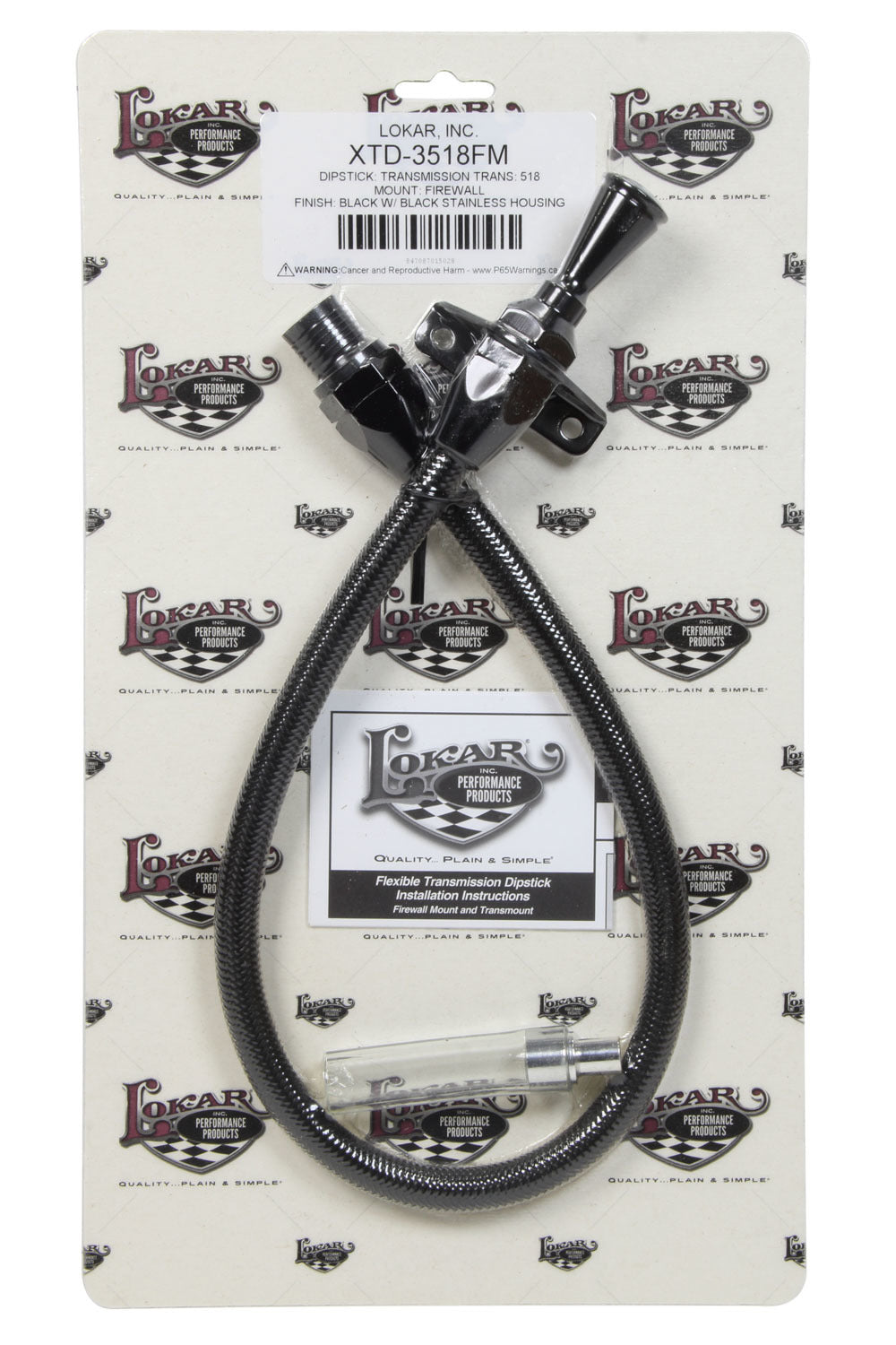 Lokar Dipstick Trans 518 Firew All Mount Black SS Housi Automatic Transmission Dipsticks