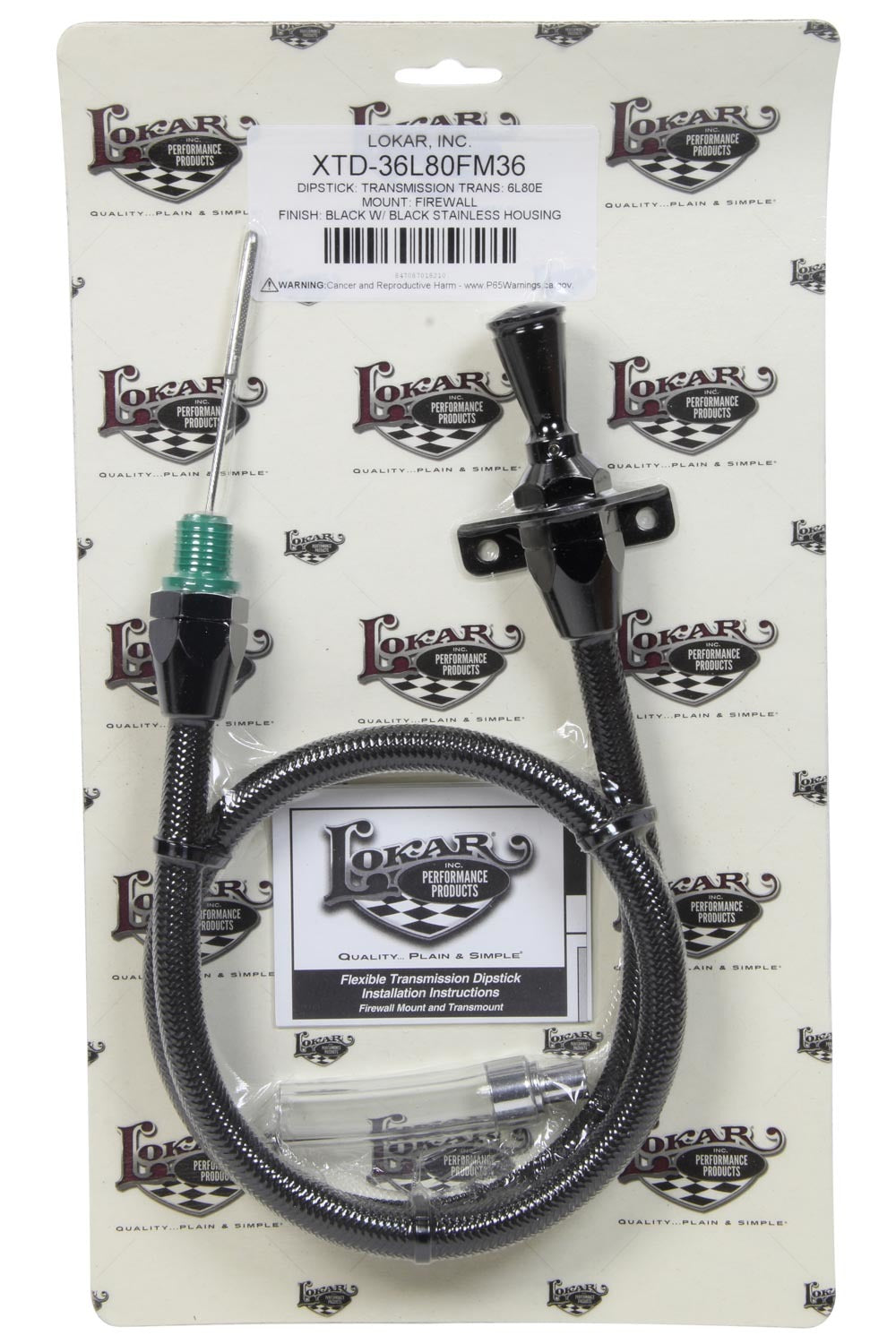 Lokar Dipstick Trans 6L80 Fire Wall Mount Black SS Hous Automatic Transmission Dipsticks