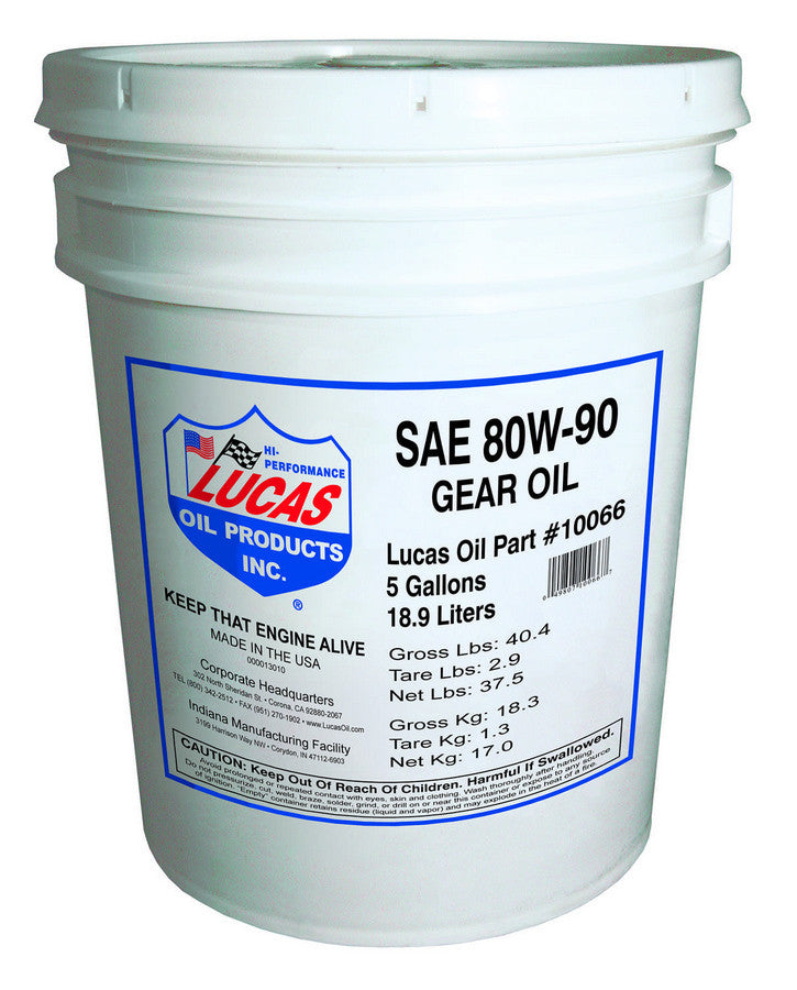 Lucas Oil SAE 80W-90 Gear Oil 5 Gallon Pail 10066