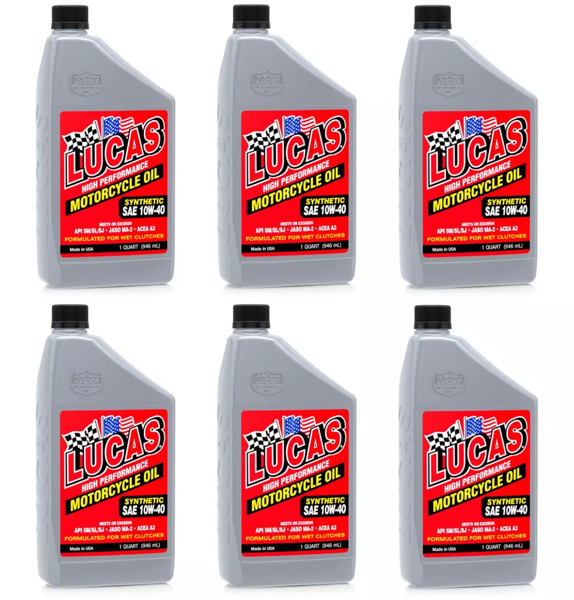 Lucas Oil Motorcycle Oil 10w40 Synthetic Case 6x1 Quart 10793