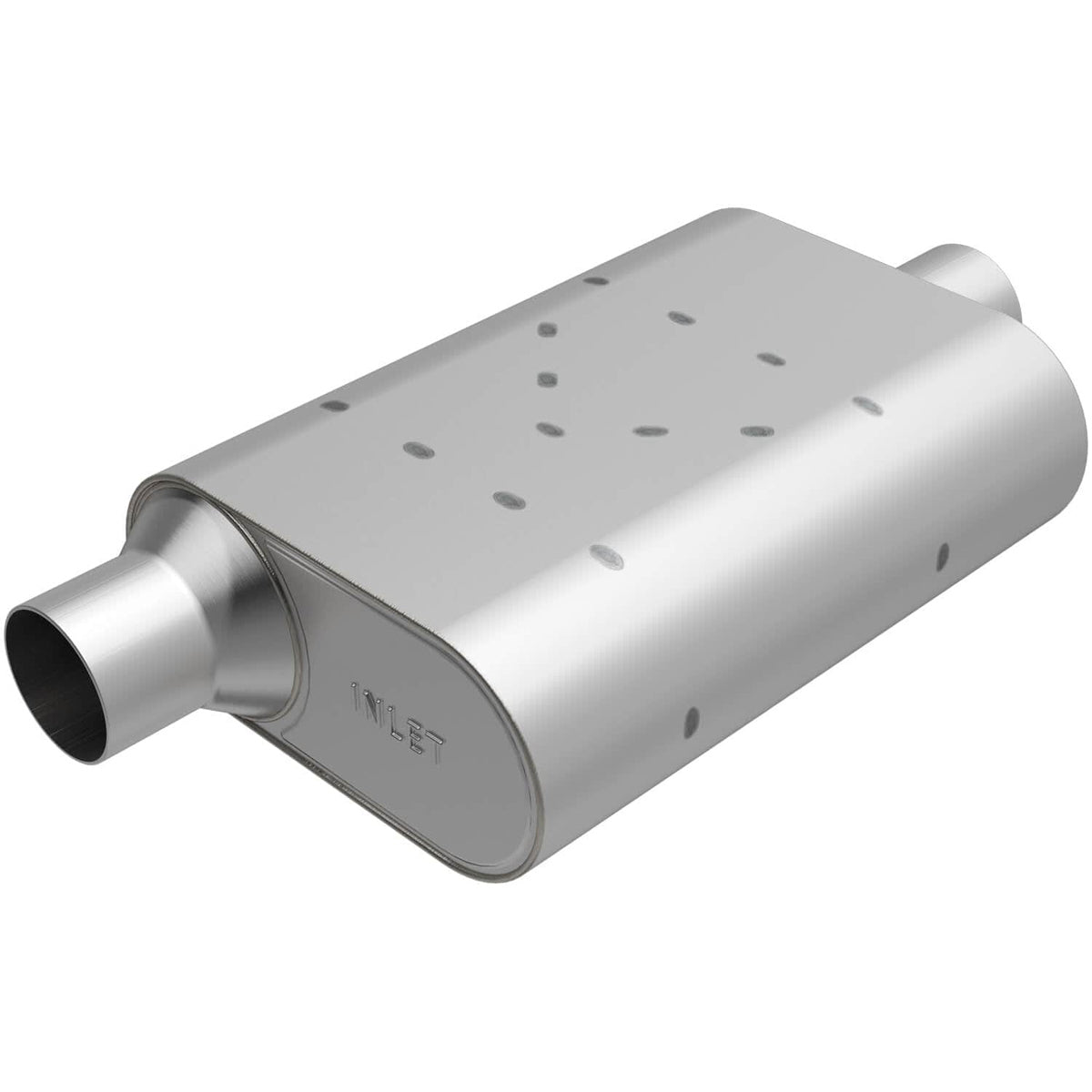 MagnaFlow Performance Exhaust R32541 Rumble Stainless Muffler, 2.5-Inch Offset Inlet / Center Outlet
