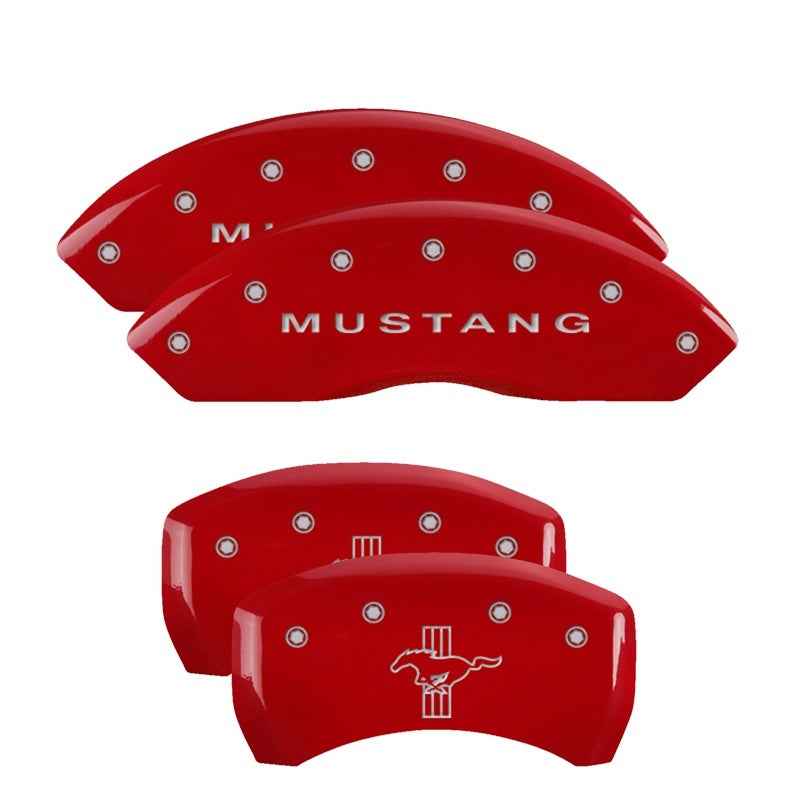 MGP Caliper Cover 10198SMBPRD Red Brake Caliper Covers for 2010-2014 Ford Mustang