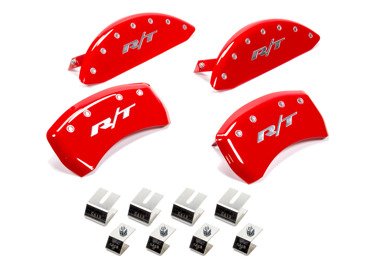 MGP Caliper Cover 12162SRT1RD Red R/T Script Logo Brake Caliper Covers for Dodge Challenger and Charger