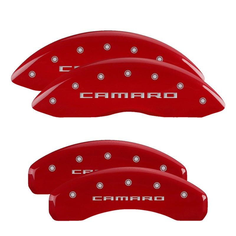 MGP Caliper Cover 14033SCA5RD Camaro Script Brake Caliper Covers, Red
