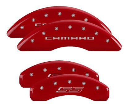 MGP Caliper Cover 14241SCS5RD Red Aluminum Brake Caliper Cover Set for 2016–2018 Chevrolet Camaro