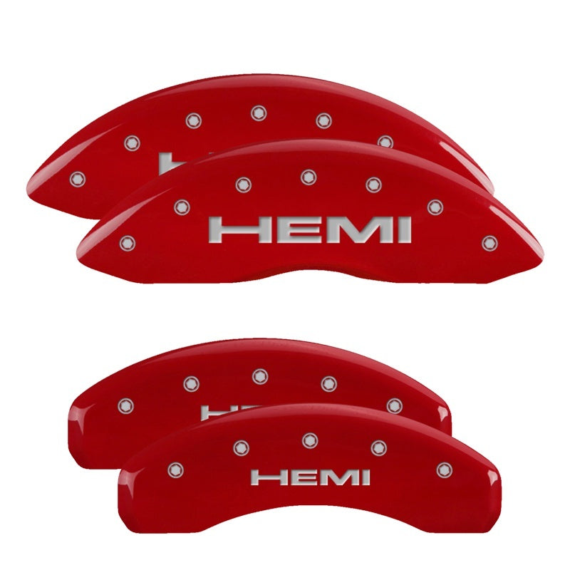 MGP Caliper Cover 55001SHEMRD Red HEMI Script Brake Caliper Covers for Dodge Ram Full-Size Trucks