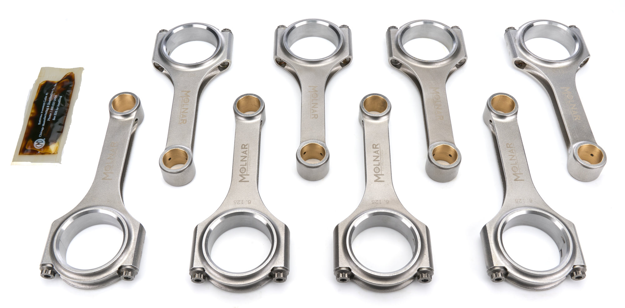 Molnar Technologies Connecting Rod - PWR ADR - H - Beam - 6.125 in Long - 7/16 in Cap Screws - Billet Steel - Small Block Chevy - set o CH6125NLB-T8-A