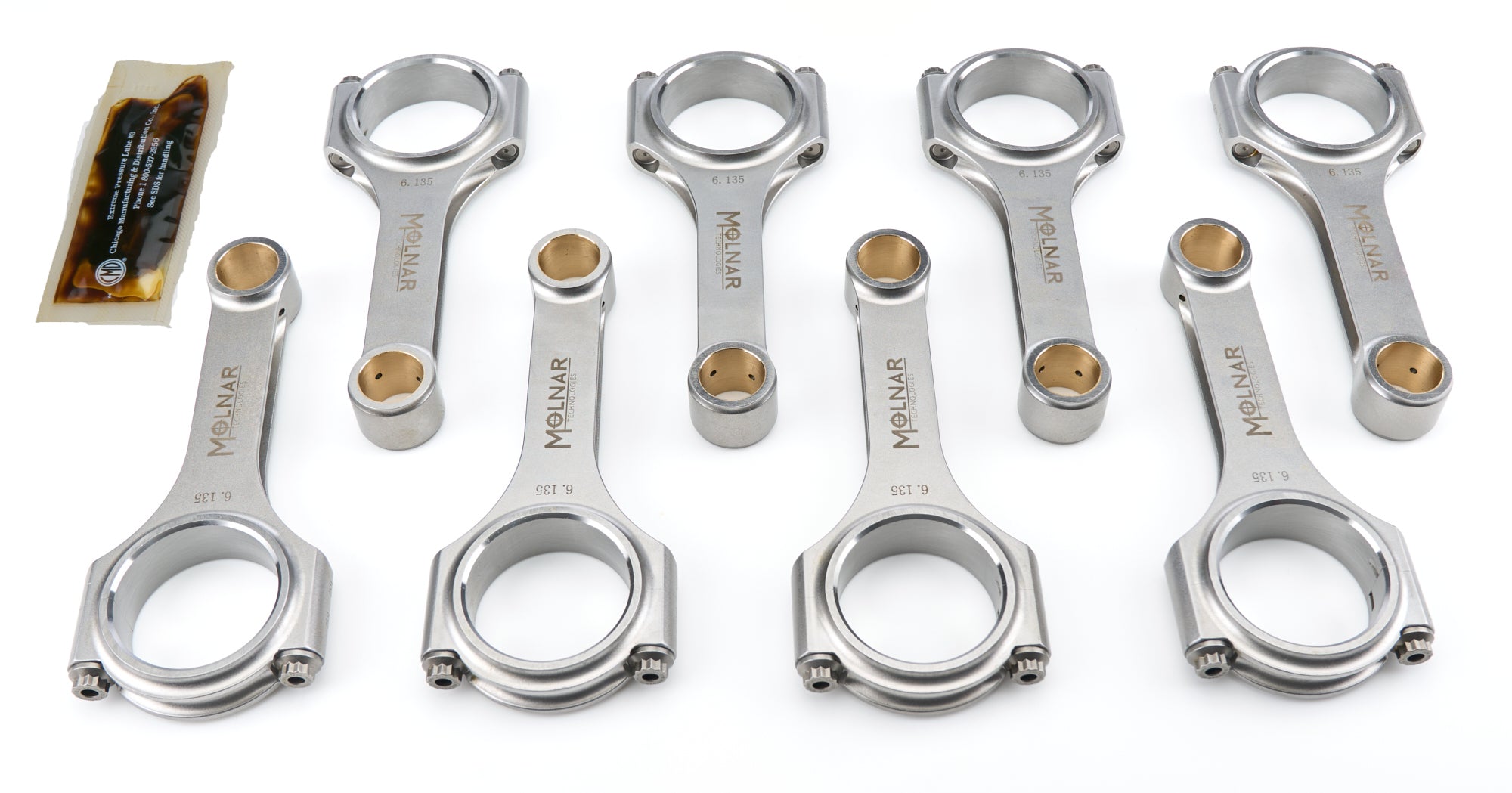 Molnar Technologies Connecting Rod - PWR ADR - H - Beam - 6.135 in Long - 7/16 in Cap Screws - Billet Steel - Big Block Chevy - set of CH6135VTB-T8-A