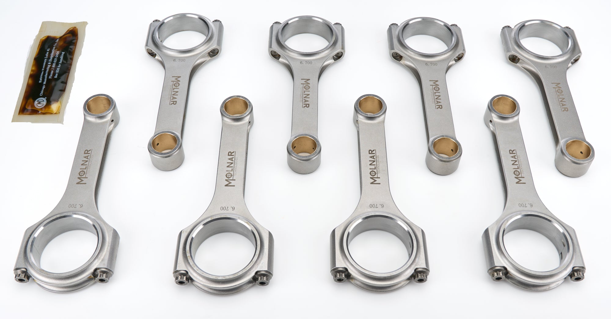 Molnar Technologies Connecting Rod - PWR ADR - H - Beam - 6.700 in Long - 7/16 in Cap Screws - Billet Steel - Big Block Chevy - set of CH6700VTB-T8-A