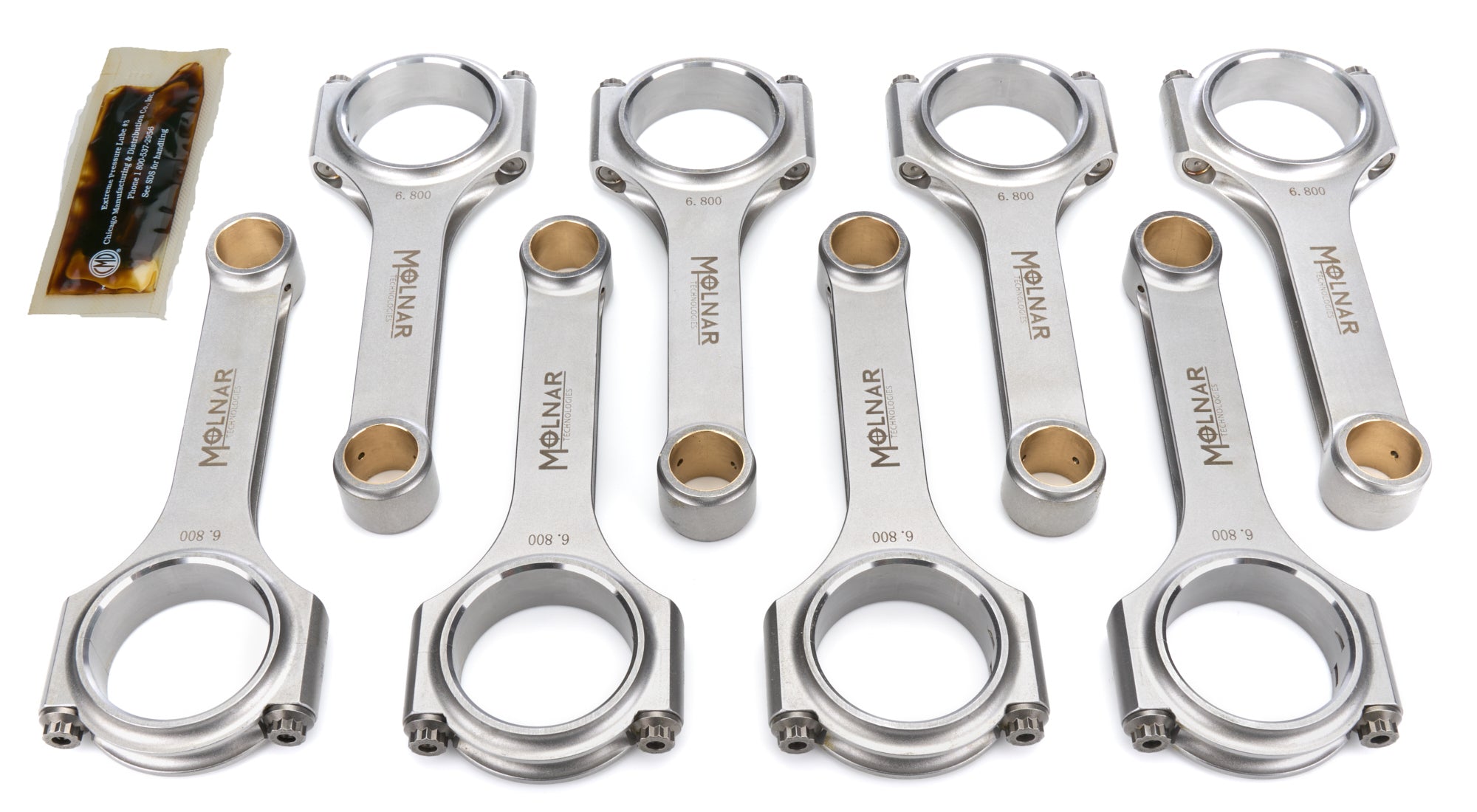 Molnar Technologies Connecting Rod - H - Beam - 6.800 in Long - 7/16 in Cap Screws - Billet Steel - Big Block Chevy - set of 8 CH6800VTB8-A