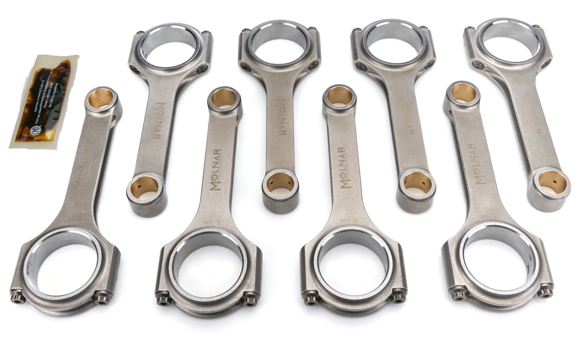 Molnar Technologies Connecting Rod - H - Beam - 7.100 in Long - 7/16 in Cap Screws - Billet Steel - Big Block Chevy - set of 8 CH7100VTB8-A