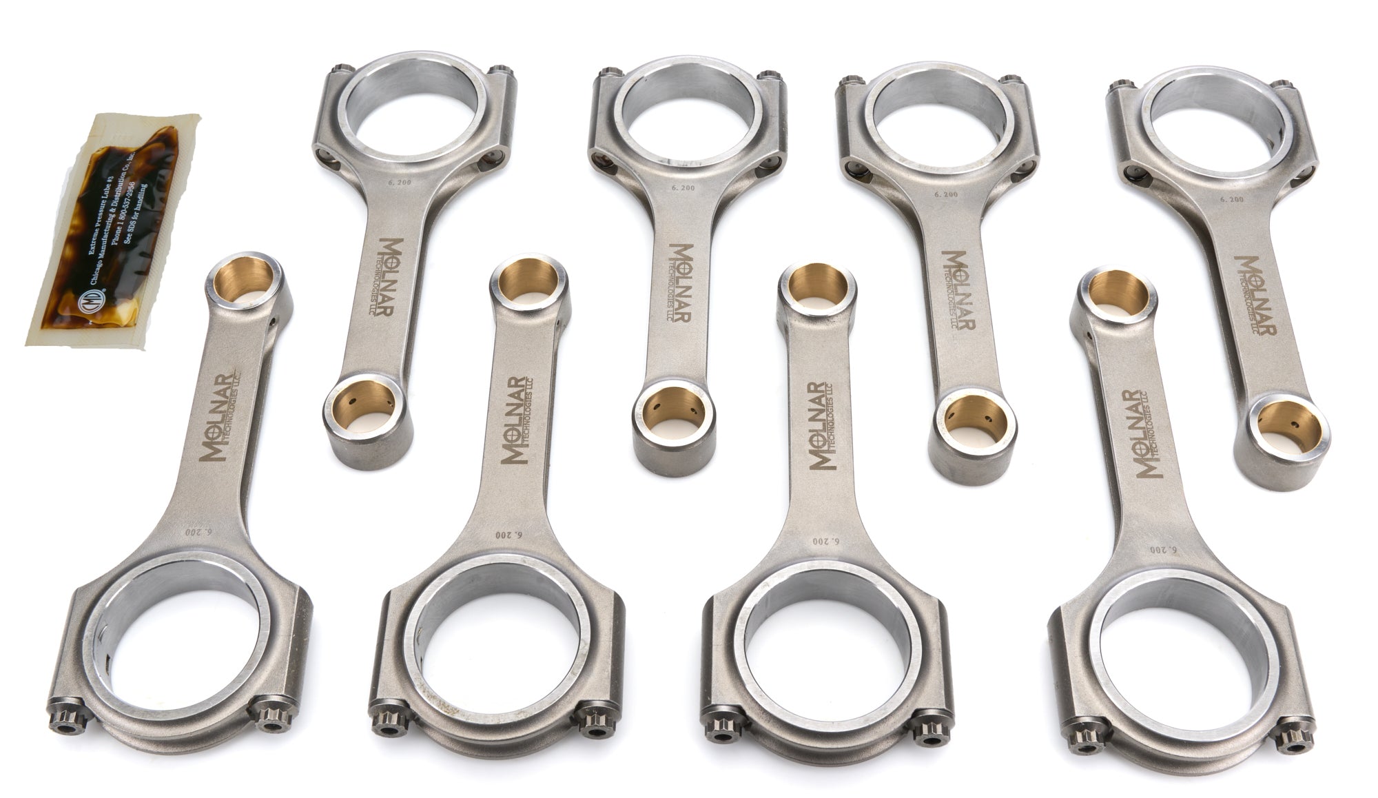Molnar Technologies Connecting Rod - H - Beam - 6.200 in Long - 7/16 in Cap Screws - Billet Steel - Mopar Gen III Hemi - set of 8 DH6200TLB8-A