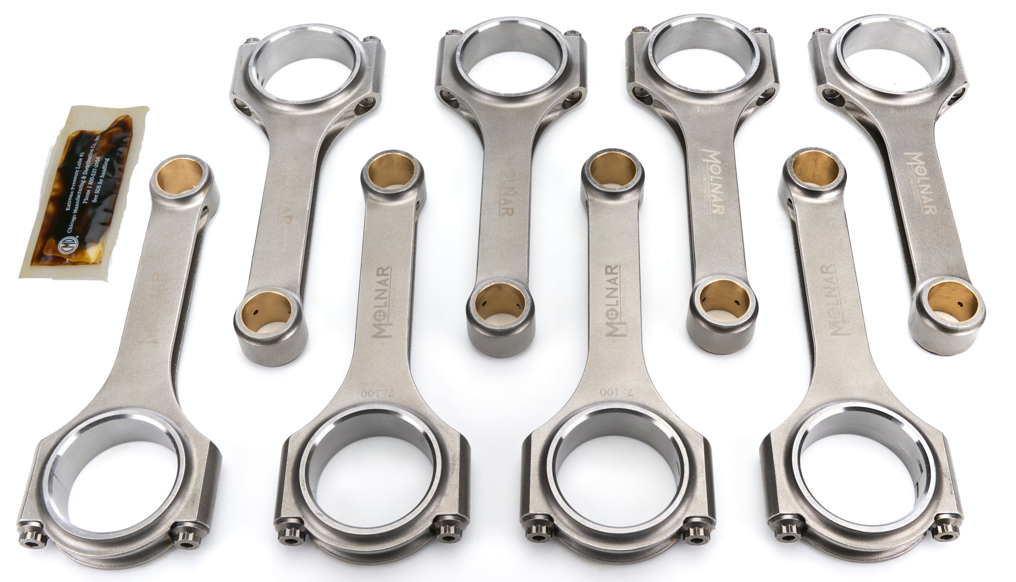 Molnar Technologies Connecting Rod - H Beam - 7.100 in Long - 7/16 in Cap Screws - ARP2000 Bolt - Billet Steel - Mopar 426 Hemi - set of DH7100VTB8-A