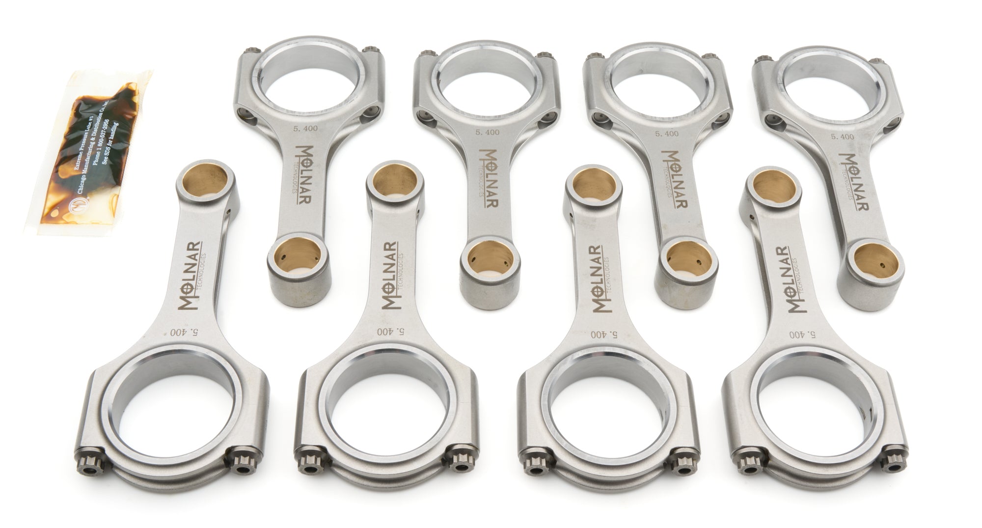 Molnar Technologies Connecting Rod - PWR ADR - H Beam - 5.400 in Long - 7/16 in Cap Screws - ARP2000 Bolt - Billet Steel - Small Block FH5400RLB-T8-A