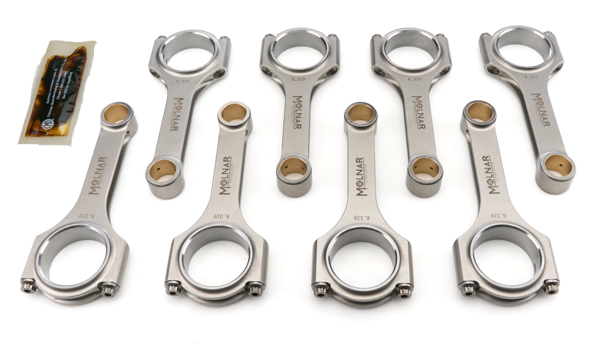 Molnar Technologies Connecting Rod - PWR ADR - H Beam - 6.319 in Long - 7/16 in Cap Screws - ARP2000 Bolt - Billet Steel - Ford Godzill FH6319RTB-T8-A