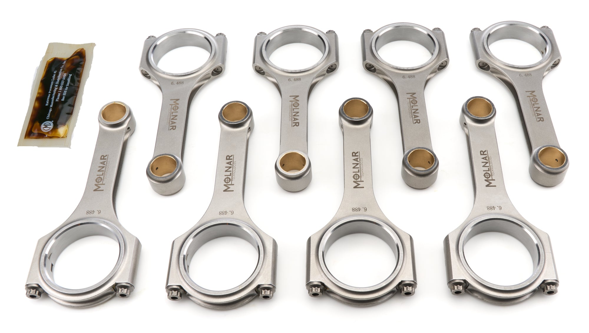 Molnar Technologies Connecting Rod - H Beam - 6.488 in Long - 7/16 in Cap Screws - ARP2000 Bolt - Billet Steel - Ford FE - Series - s FH6488ANPB-FE8-A