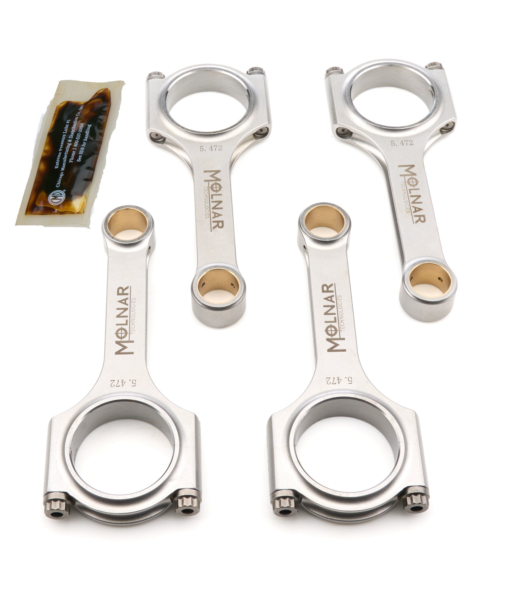 Molnar Technologies Connecting Rod - H Beam - 5.472 in Long - 3/8 in Cap Screws - ARP2000 Bolt - Billet Steel - Honda K - Series - set HH5472FFB-L4-A